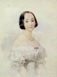 П.Ф. Соколов. Портрет неизвестной в белом платье с рубиновой брошью